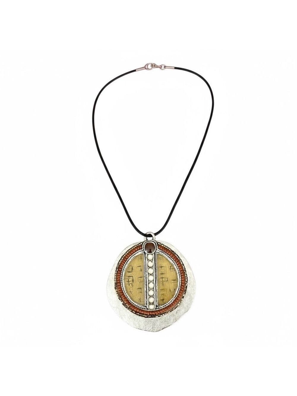 Chico’s Vintage Silver & Gold Tone Medallion Necklace - Picture 4 of 10